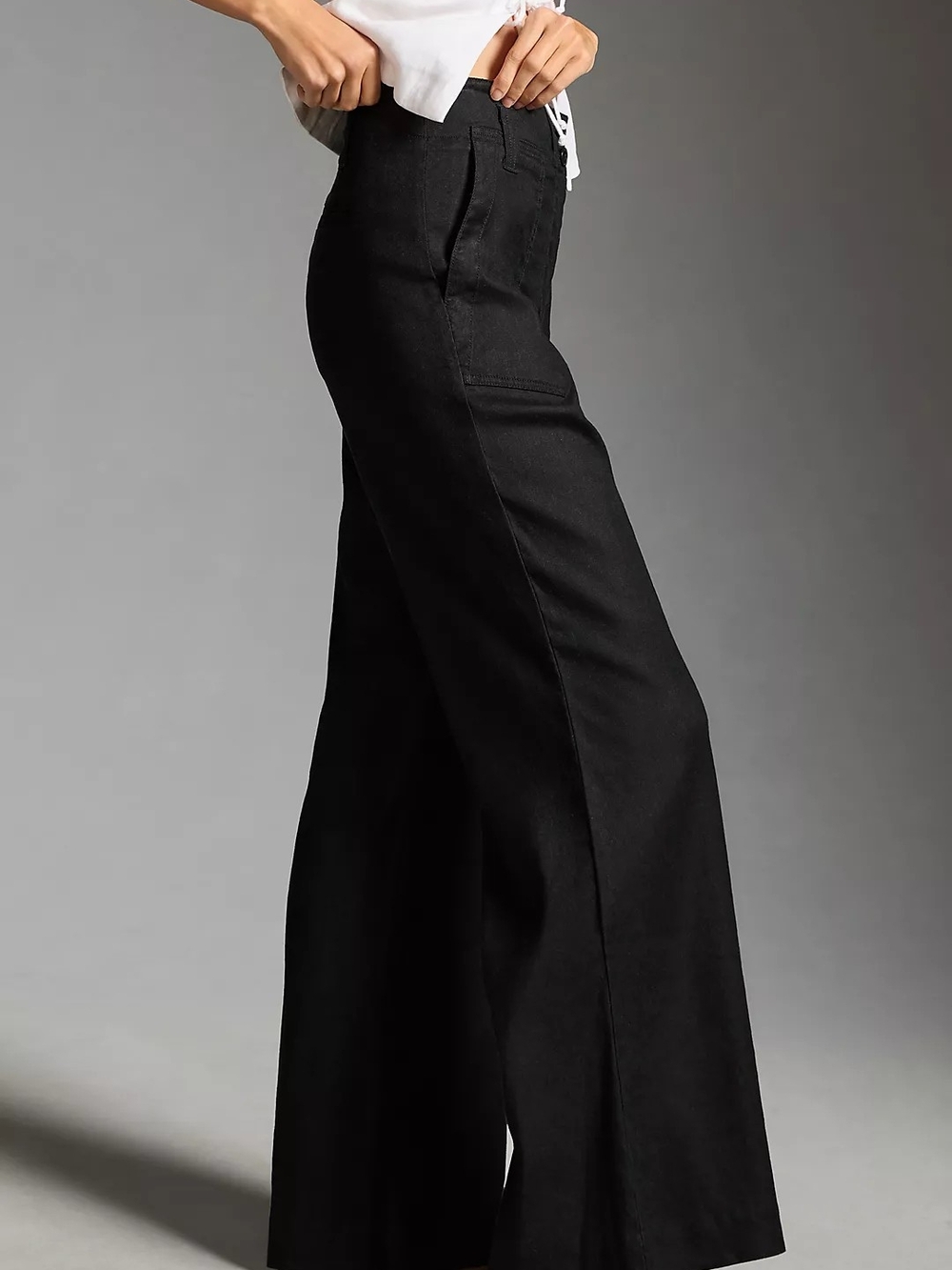 Maeve Pants Womens 12 The Naomi Wide Leg Flare Black Anthropologie High Rise. - Picture 4 of 13